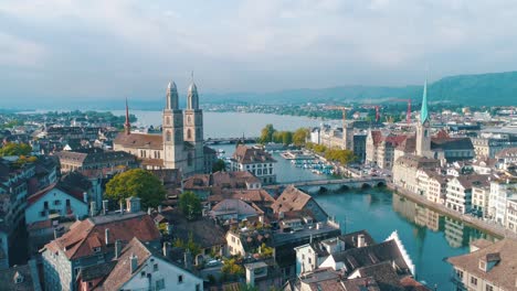 aerial church zurich switzerland sweeping over city reformation history grossmunster