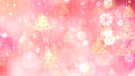 rose snowflakes and christmas tree background