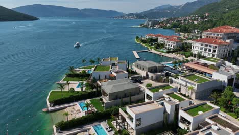 aerial view of portonovi resort by the bay of kotor in montenegro.