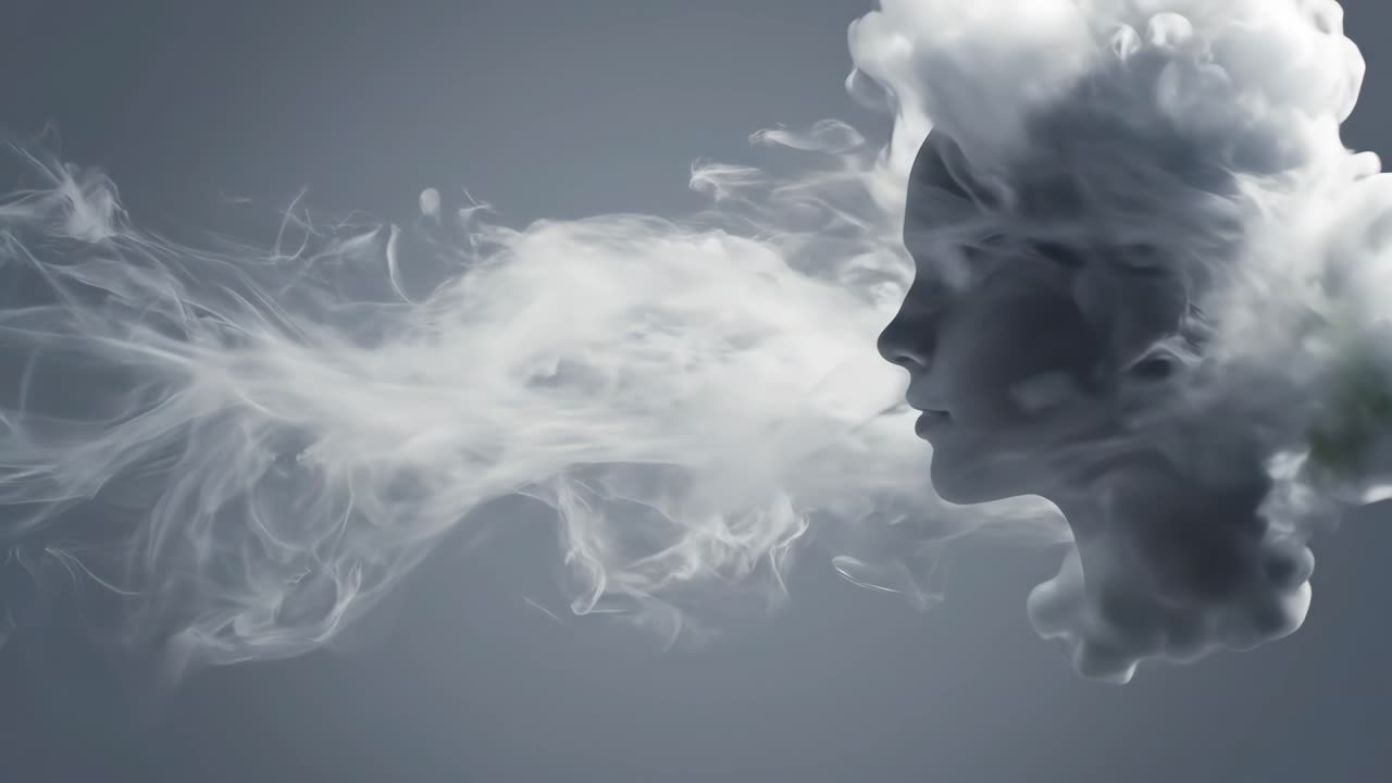 Ethereal Smoke Art with Nature and Profile Silhouettes