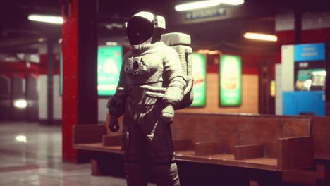 astronaut at underground metro subway