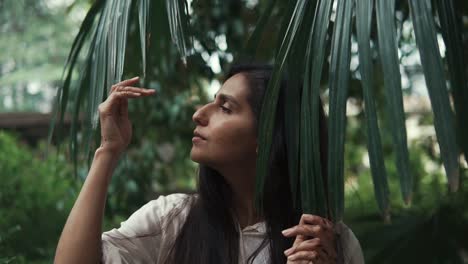 woman in a tropical garden