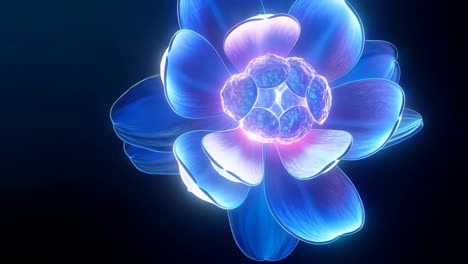 glowing blue and purple abstract cellular flower