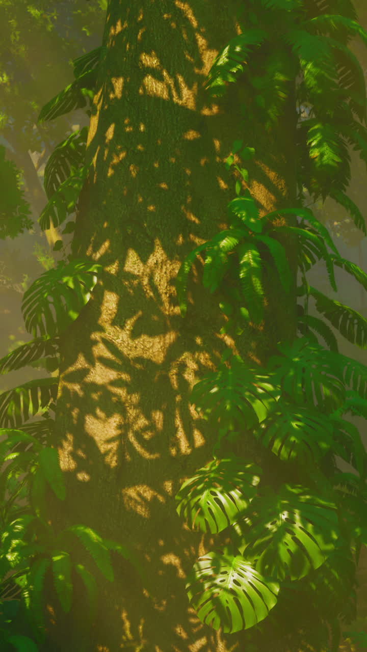 cerca de un tronco de árbol en una selva exuberante