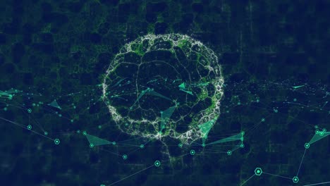 animación del procesamiento de datos y el cerebro en fondo negro