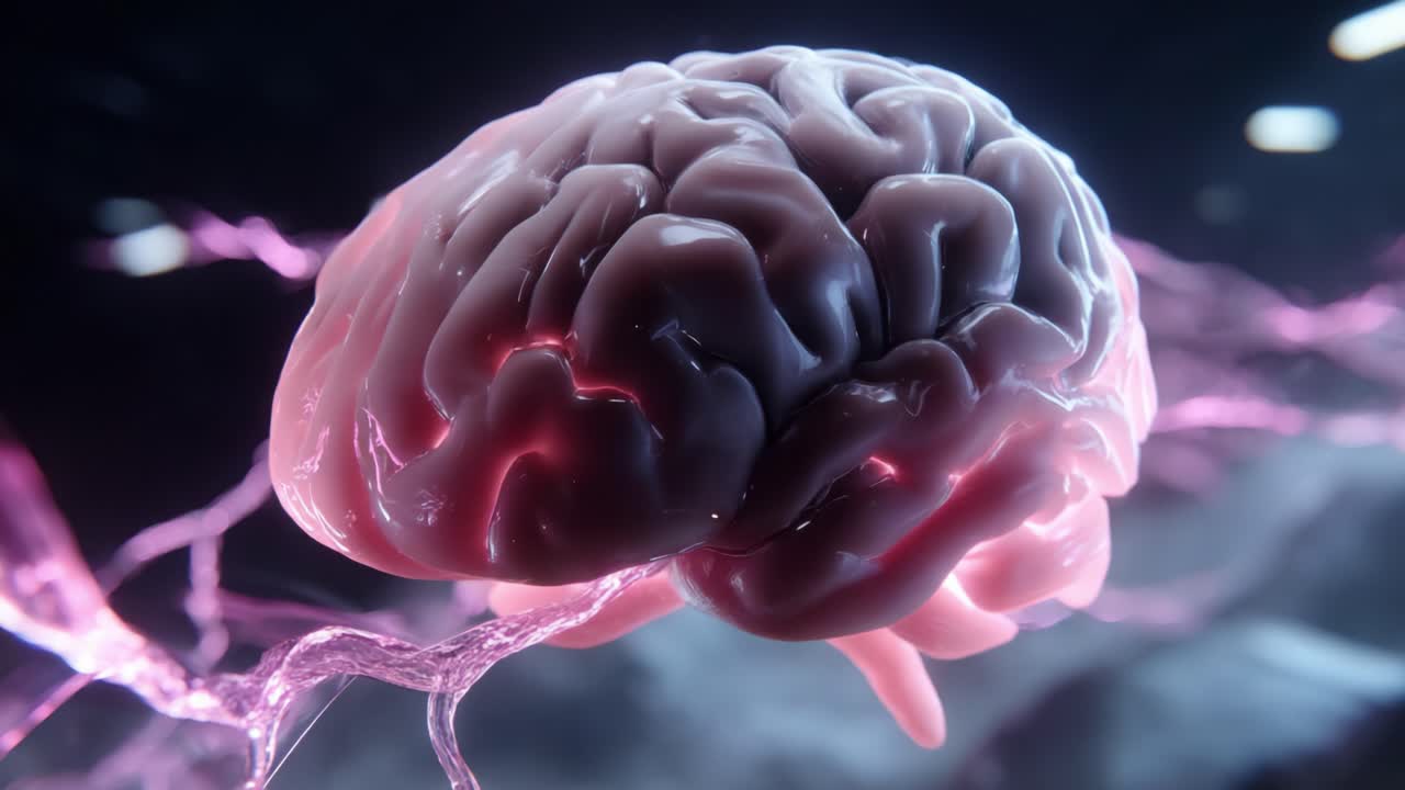 An Intriguing Visualization of a Brain Surrounded by Electric Energy Pulses, Showcasing the Complexity and Beauty of Neurobiology in a Richly Textured Digital Art Format