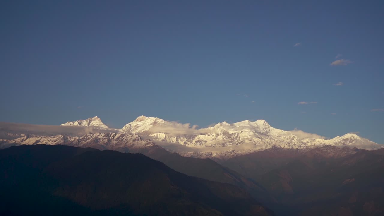 Landscape view of snow covered mountain in Lamjung, Nepal.