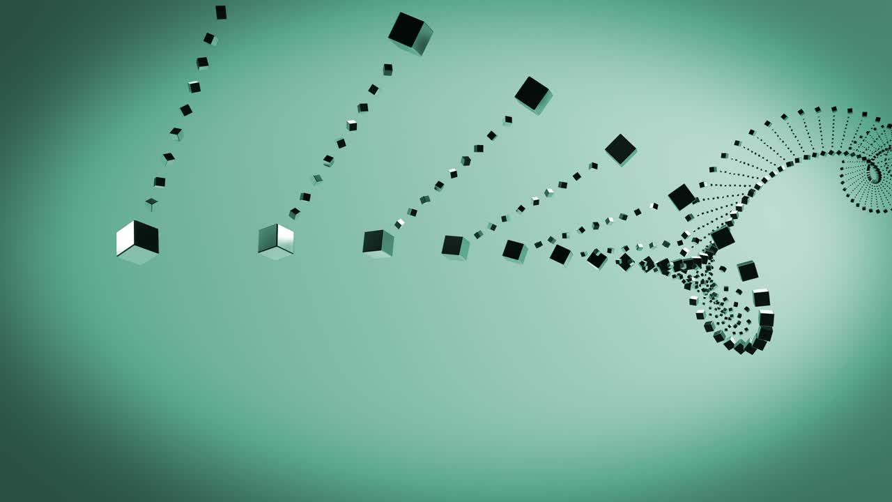 abstract 3d rendering loop turninig cubos en el fondo turquesa