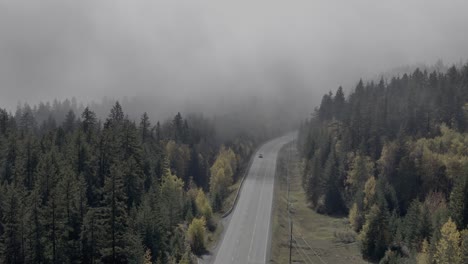 misty journey: fall fog blankets highway 24 in little fort from above in autumn