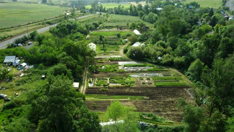 aerial view of a farm in the countryside
