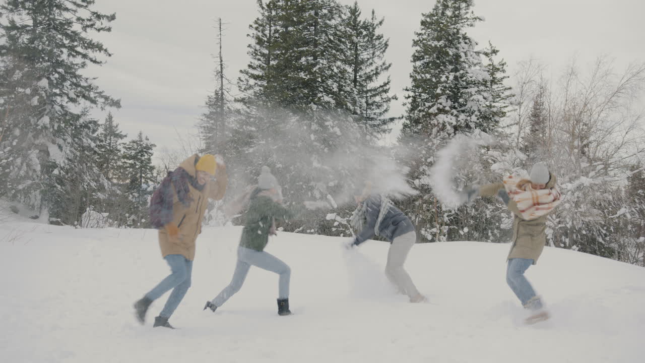 Friends Enjoying a Snowy Day