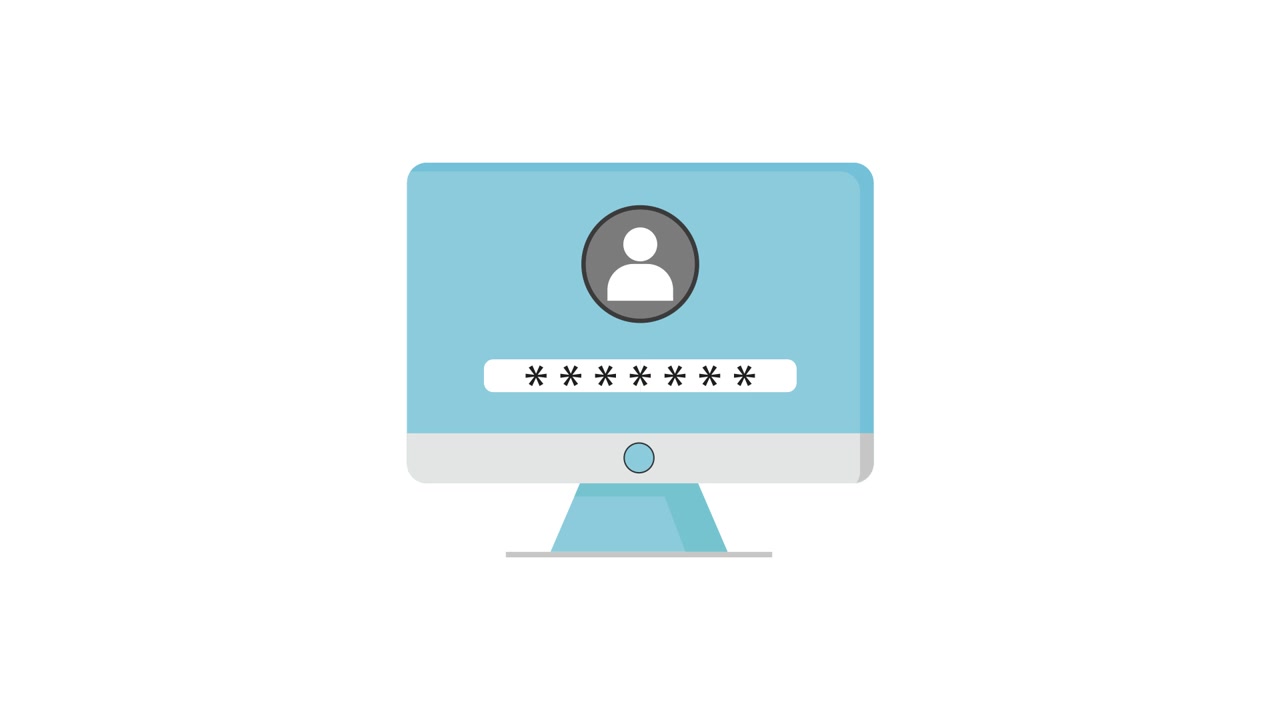 Animated Computer Login Screen with Password Input