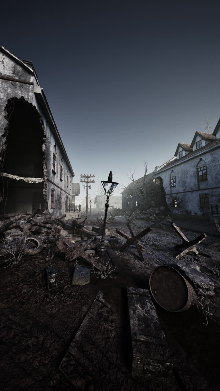 ciudad en ruinas después de la guerra