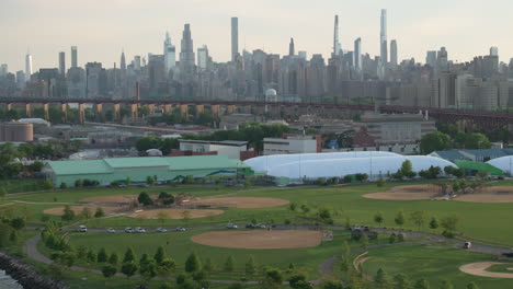 aerial view of randall's island in new york city.