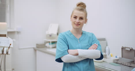 portrait of positive female doctor at clinic 2