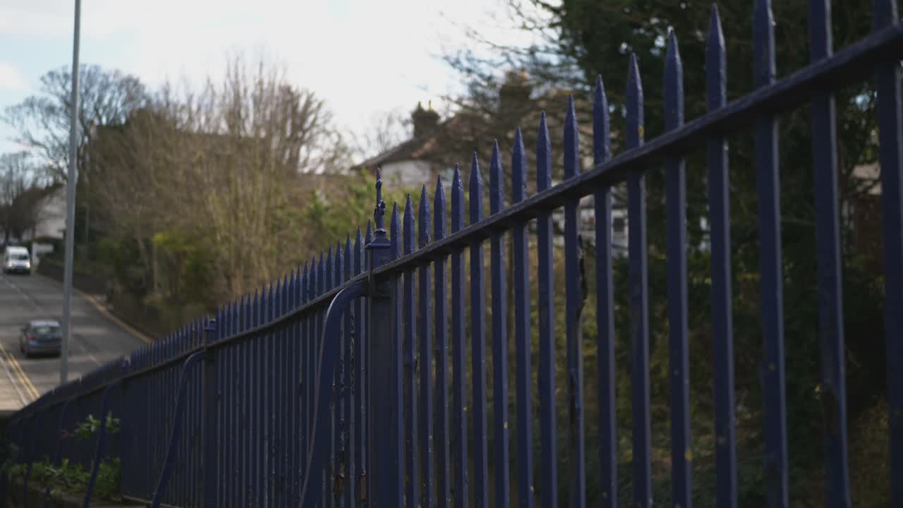 Close-Up Of Black Metal Fence at East Hill, Dartford, Kent, England, United Kingdom