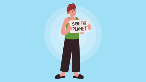 young person holding a sign saying 'save the planet'