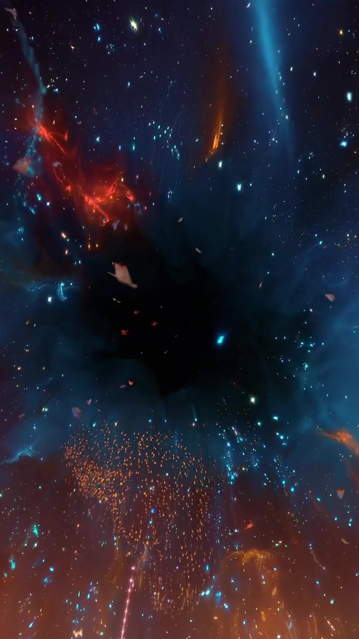 Cosmic Black Hole Vortex with Swirling Colorful Nebula and Sparkling Stars
