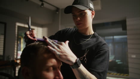 haircut in a modern barber shop
