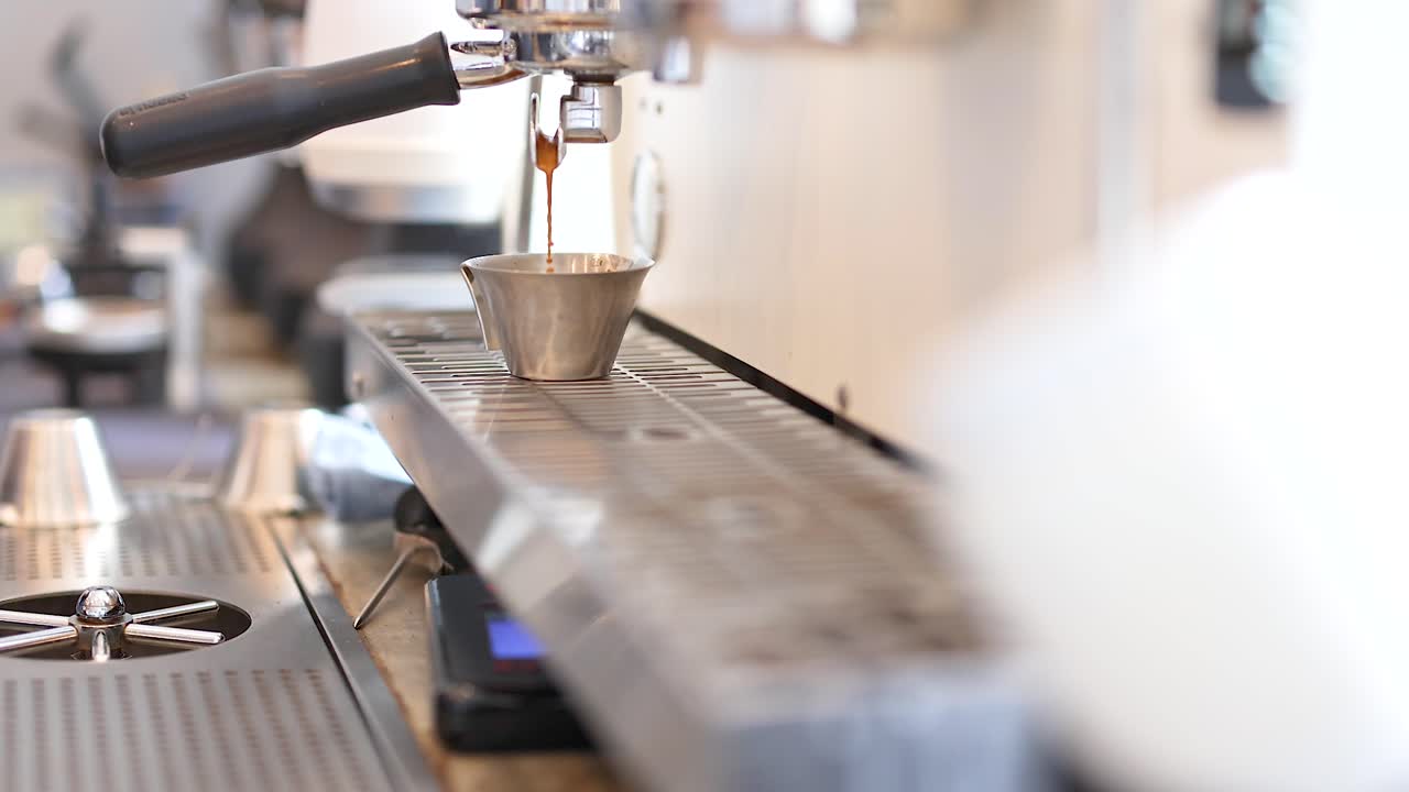 Espresso Machine Preparing Coffee