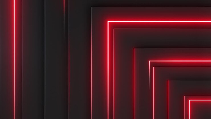 Abstract Geometric Background with Red Neon Lines
