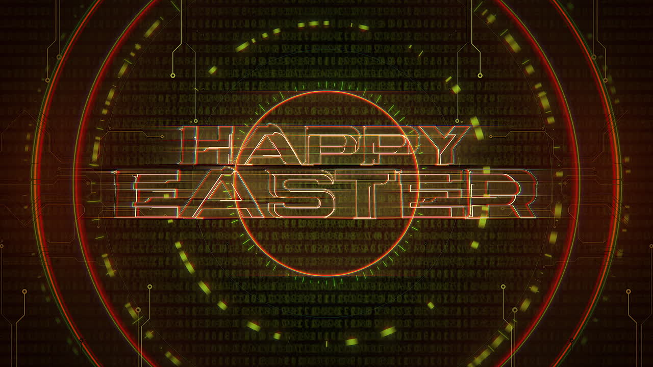 felices pascuas con números de computadora y elementos hud