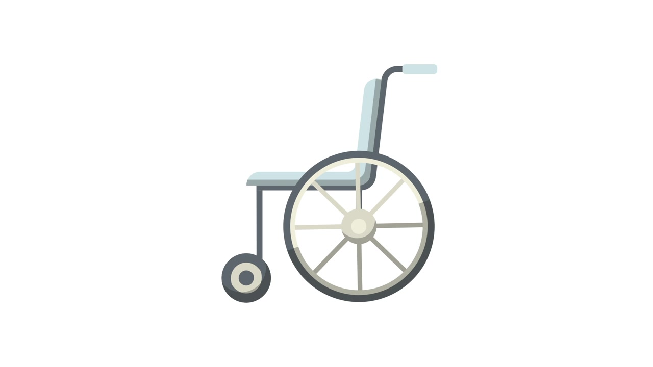 Animated Wheelchair Assembling and Disappearing on White Background
