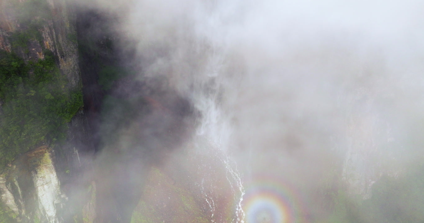 Misty Landscape Of Angel Falls In Venezuela - Drone Shot