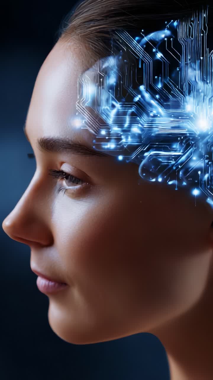 Exploring the Fusion of Human Intellect and Artificial Intelligence Through a Digital Brain Concept in a Striking Visual Representation