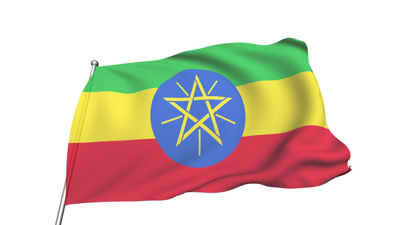 bandera de etiopía en el viento (canal alfa, semitransparente, en bucle)