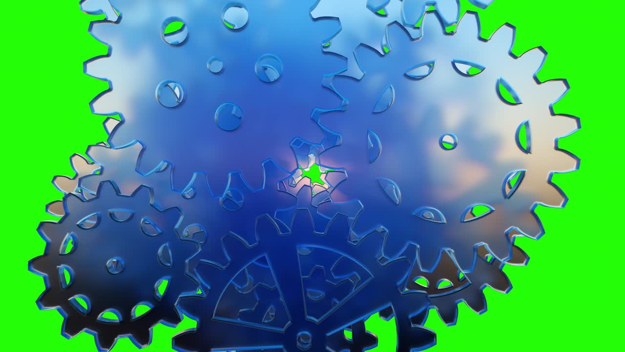 animación de primer plano de la transmisión de engranajes giratorios. renderizado en 3d.