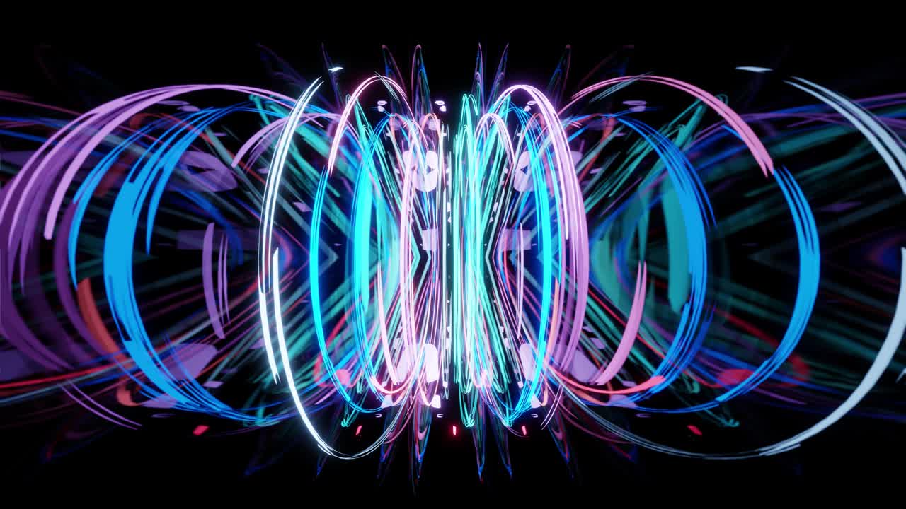 Light stripes moving fast over dark background