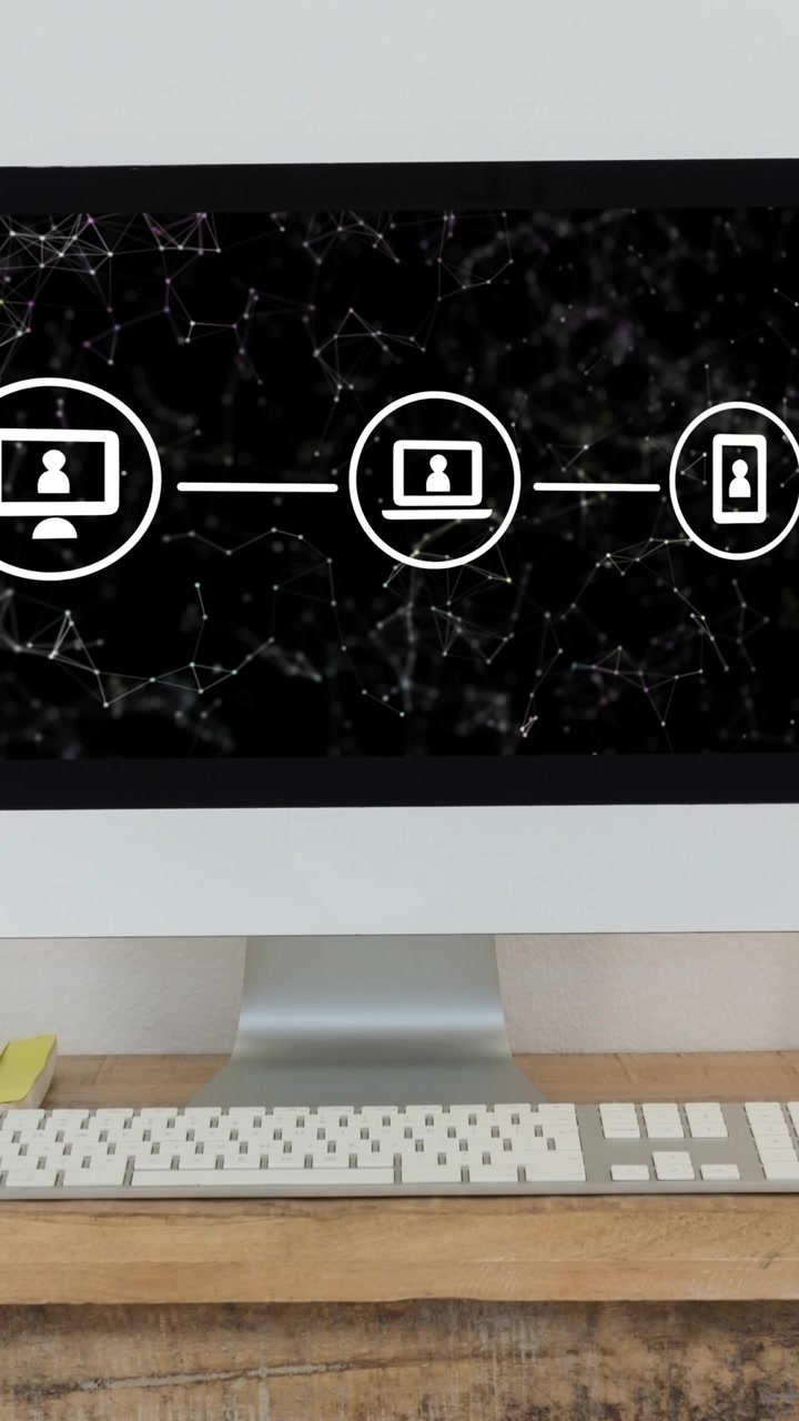 Network of connection icons on computer screen