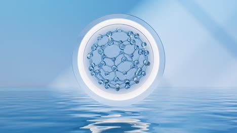 molecule with water surface background, 3d rendering.