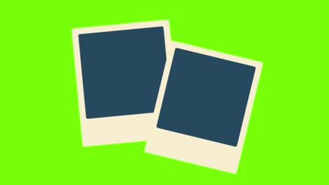 animación en 2d de una polaroid en una pantalla verde