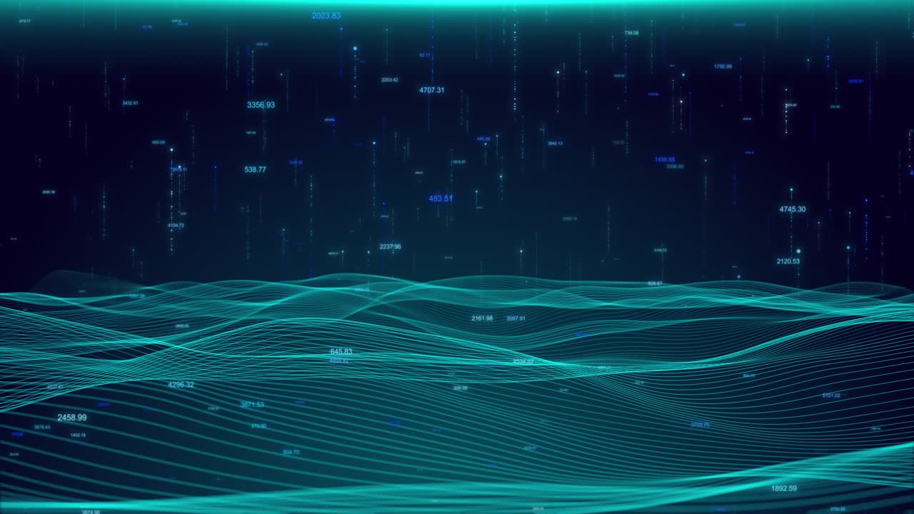 Abstract digital futuristic technology or science dynamic particle waves data flow cyber shine lines