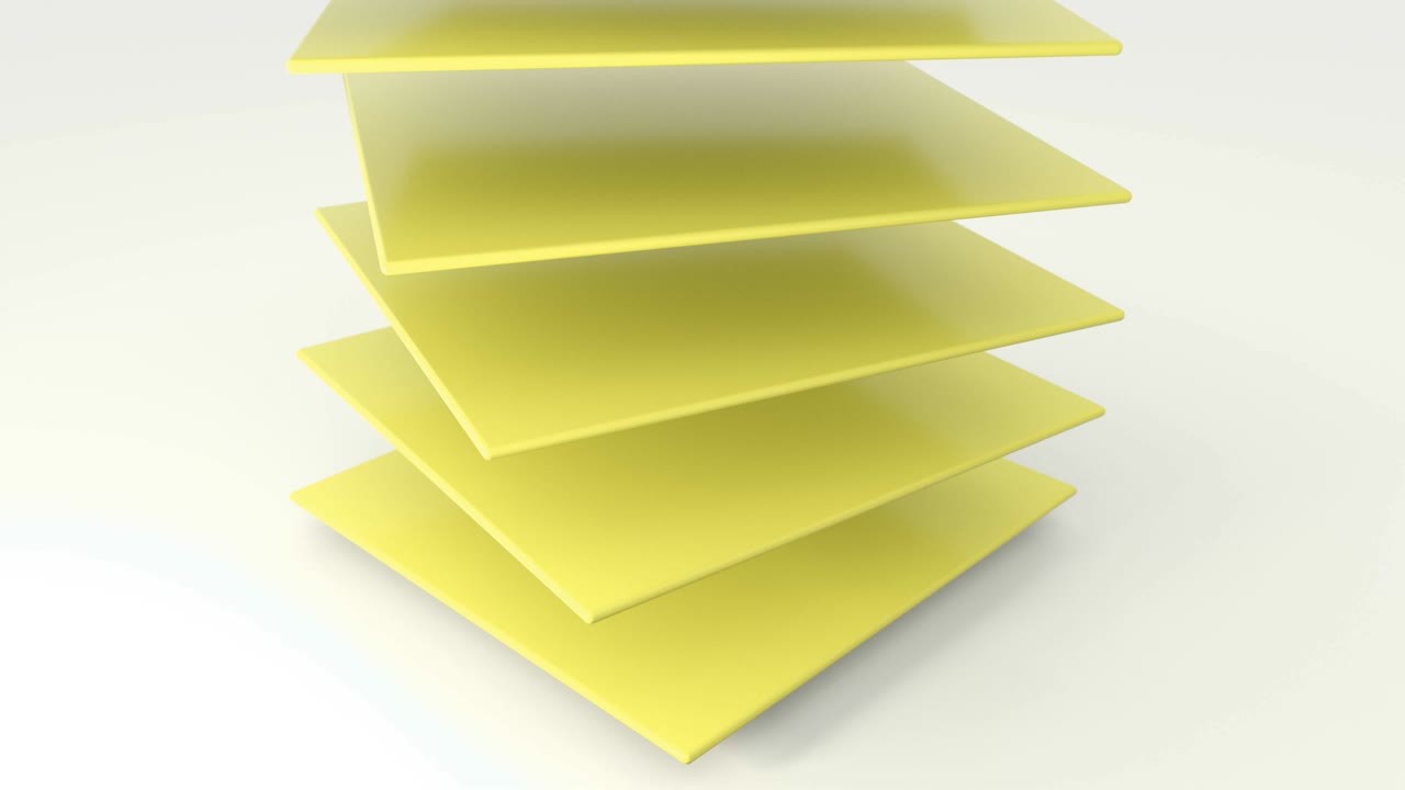 conjunto de diferentes planos de color despojando y girando formas geométricas objeto. 4k imágenes de animación de bucle sin costuras.