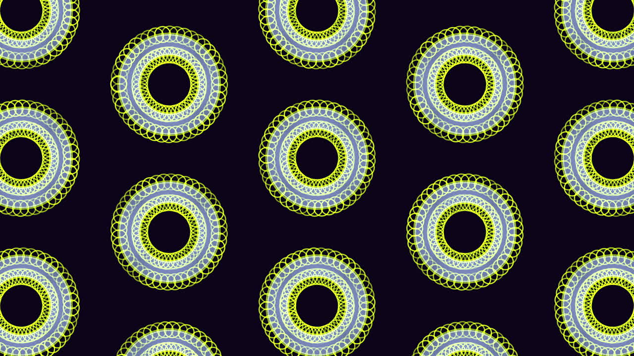 Circular pattern of blue outlined circles on black background