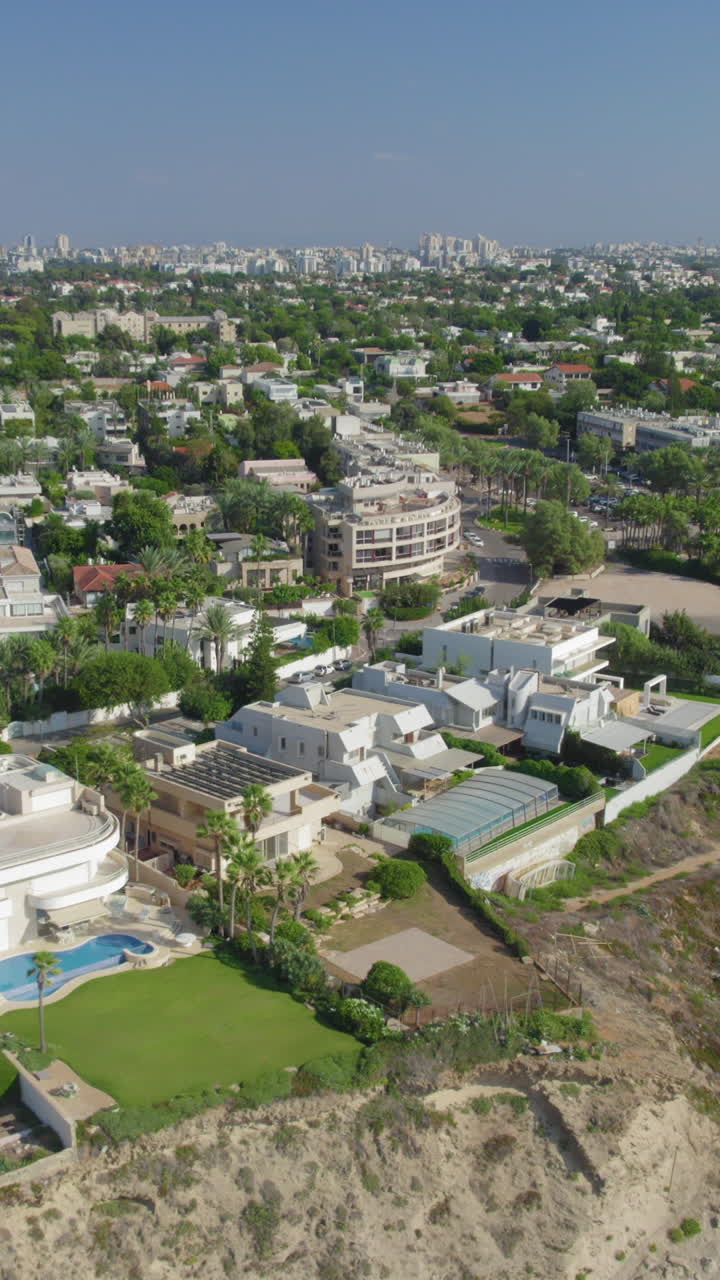 The most expensive neighborhoods that is close to the beach of Herzliya Pituach, Israel - Vertical video - the neighborhood attracts very rich families, investors, non-residents and developers