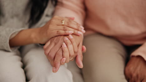 Hand-holding,-senior-and-women-with-empathy