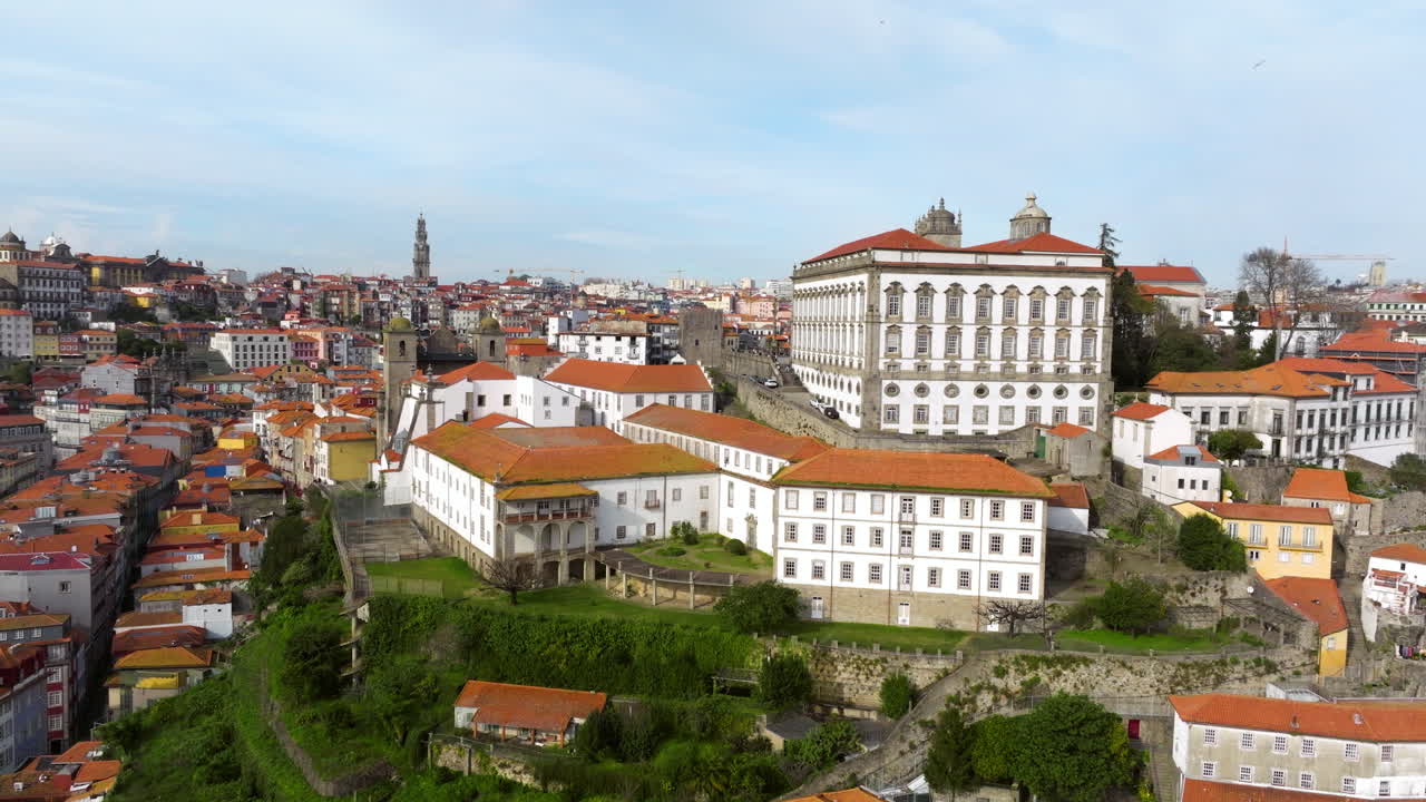 Douro curve winding through Porto cityscape