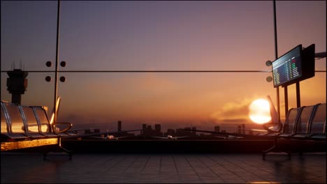 airport terminal at sunrise/sunset