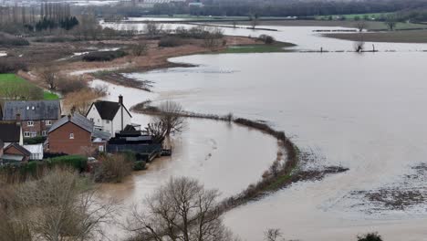 house on edge abridge essex roding valley floods drone,aerial