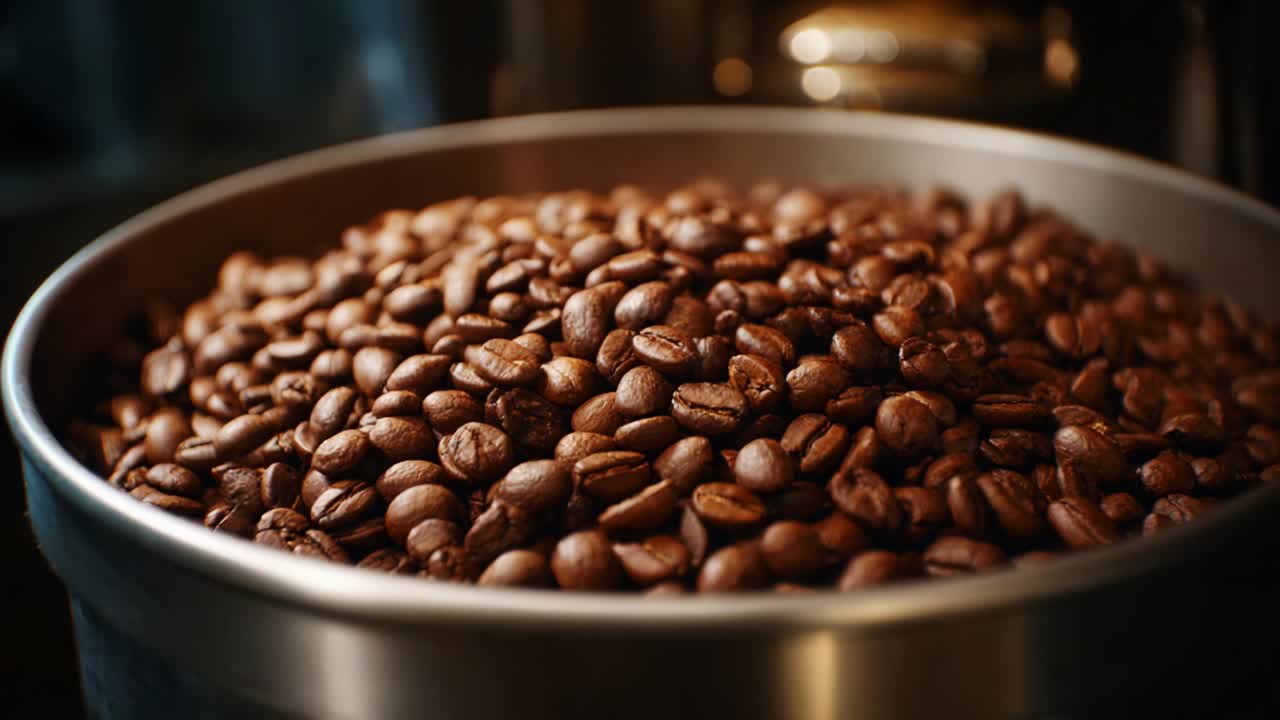 Granos de café en un tazón