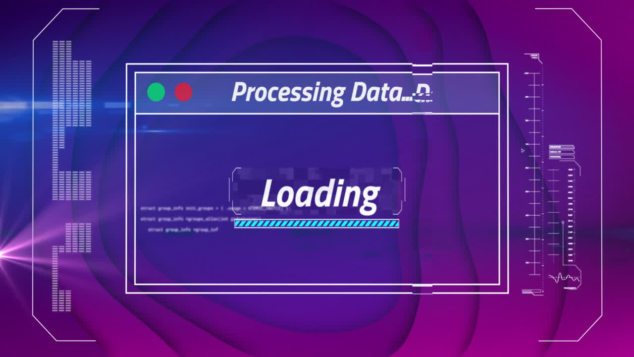 Animation of data processing over screen