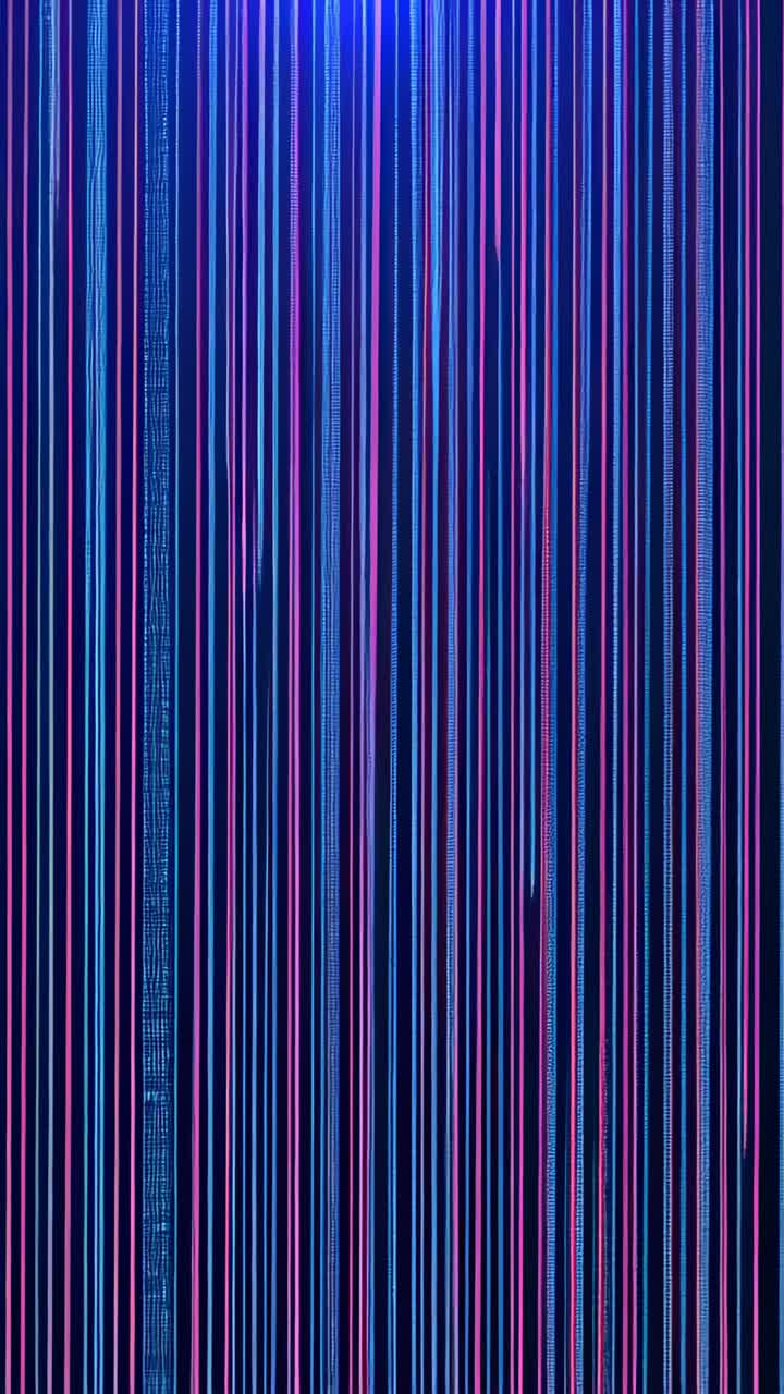 Vertical video: Opening frame starting neon light streaks falling on screen with shimmering rain