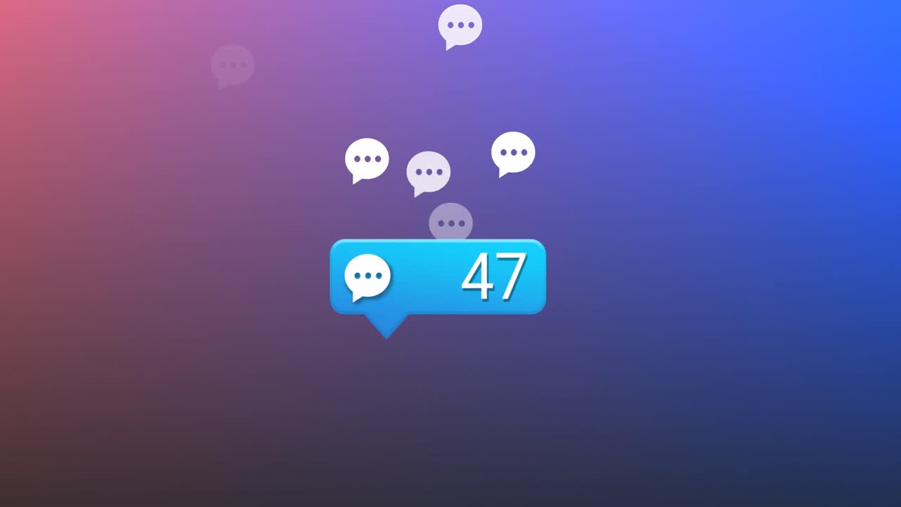 animación de los iconos de las redes sociales que caen sobre un fondo colorido