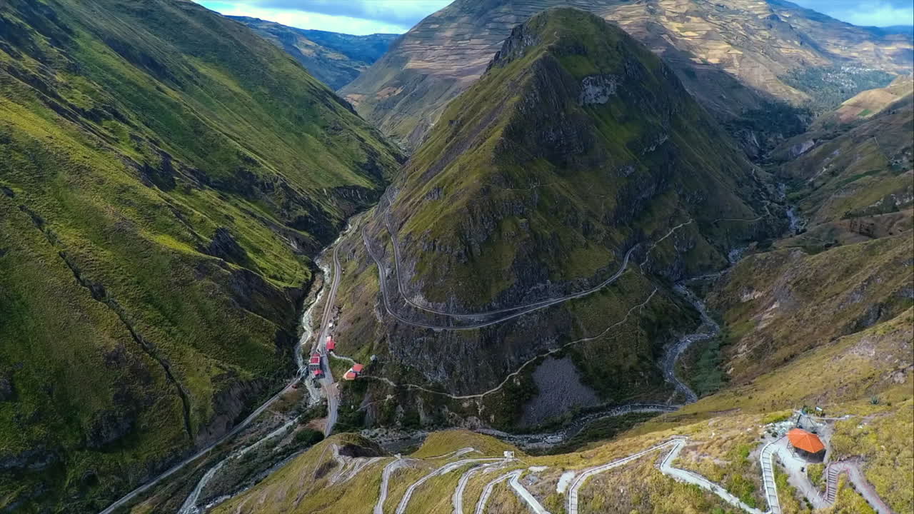 에콰도르 침보라소 주 알라우시에서 "나리즈 델 디아블로" 또는 악마의 코의 공중 촬영