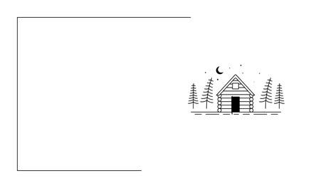 video en 4k de una casa de madera en el bosque en estilo doodle.