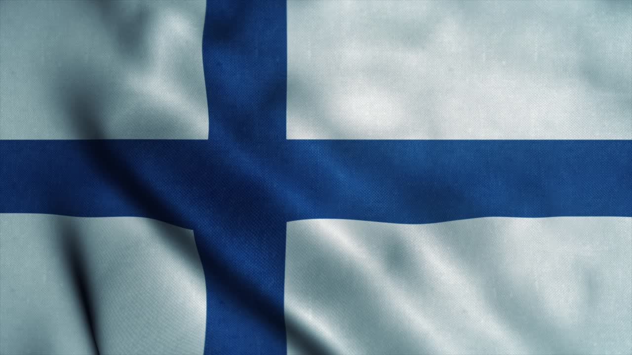 핀란드 발이 바람에 흔들리는 핀란드 국기 핀란드의 표지 핀란드 무결 루프 애니메이션
